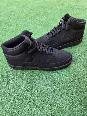 Nike Court Vision Mid sneakers in a triple black